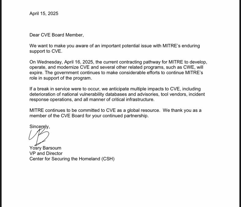 Funding Expires for Key Cyber Vulnerability Database 