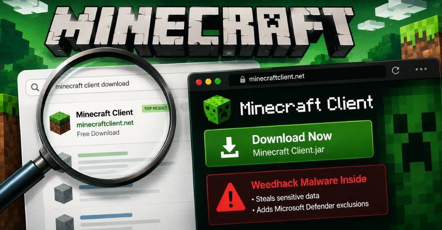 Weedhack Malware Spreads via Fake Minecraft Clients and SEO Poisoning ​